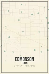 Retro US city map of Edmonson, Texas. Vintage street map.