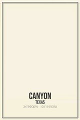 Retro US city map of Canyon, Texas. Vintage street map.