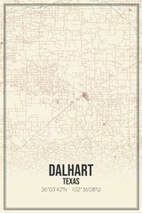 Retro US city map of Dalhart, Texas. Vintage street map.