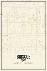 Retro US city map of Briscoe, Texas. Vintage street map.