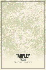 Retro US city map of Tarpley, Texas. Vintage street map.
