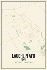 Retro US city map of Laughlin Afb, Texas. Vintage street map.
