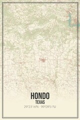 Retro US city map of Hondo, Texas. Vintage street map.