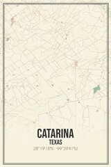 Retro US city map of Catarina, Texas. Vintage street map.