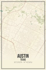 Fototapeta na wymiar Retro US city map of Austin, Texas. Vintage street map.