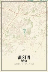 Fototapeta na wymiar Retro US city map of Austin, Texas. Vintage street map.