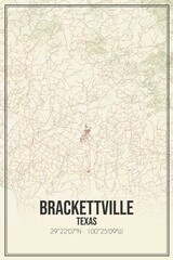 Retro US city map of Brackettville, Texas. Vintage street map.