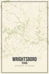 Retro US city map of Wrightsboro, Texas. Vintage street map.