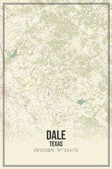 Retro US city map of Dale, Texas. Vintage street map.