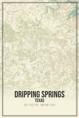 Retro US city map of Dripping Springs, Texas. Vintage street map.