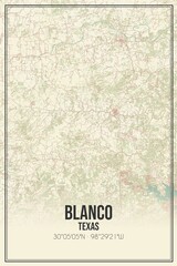 Retro US city map of Blanco, Texas. Vintage street map.