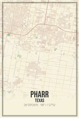 Retro US city map of Pharr, Texas. Vintage street map.