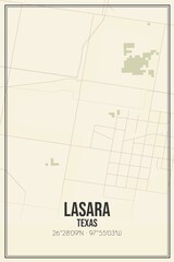 Retro US city map of Lasara, Texas. Vintage street map.