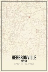 Retro US city map of Hebbronville, Texas. Vintage street map.