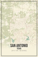 Retro US city map of San Antonio, Texas. Vintage street map.