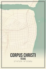 Retro US city map of Corpus Christi, Texas. Vintage street map.