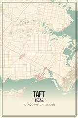 Retro US city map of Taft, Texas. Vintage street map.
