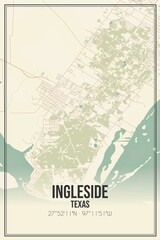 Retro US city map of Ingleside, Texas. Vintage street map.