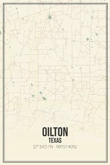 Retro US city map of Oilton, Texas. Vintage street map.