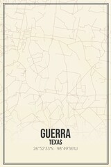 Retro US city map of Guerra, Texas. Vintage street map.