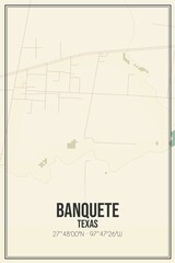 Retro US city map of Banquete, Texas. Vintage street map.