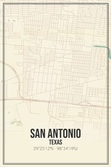 Retro US city map of San Antonio, Texas. Vintage street map.