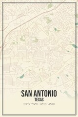 Retro US city map of San Antonio, Texas. Vintage street map.