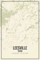 Retro US city map of Leesville, Texas. Vintage street map.