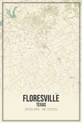 Fototapeta premium Retro US city map of Floresville, Texas. Vintage street map.