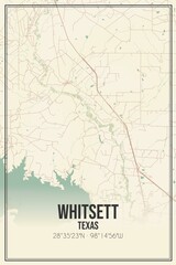 Retro US city map of Whitsett, Texas. Vintage street map.