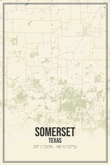 Retro US city map of Somerset, Texas. Vintage street map.