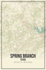 Retro US city map of Spring Branch, Texas. Vintage street map.