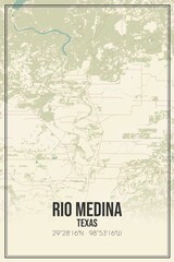Retro US city map of Rio Medina, Texas. Vintage street map.