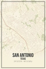 Fototapeta na wymiar Retro US city map of San Antonio, Texas. Vintage street map.