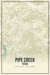 Retro US city map of Pipe Creek, Texas. Vintage street map.