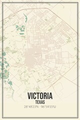 Obraz premium Retro US city map of Victoria, Texas. Vintage street map.