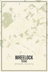 Retro US city map of Wheelock, Texas. Vintage street map.