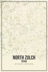 Retro US city map of North Zulch, Texas. Vintage street map.