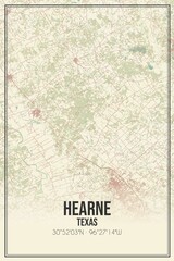 Retro US city map of Hearne, Texas. Vintage street map.