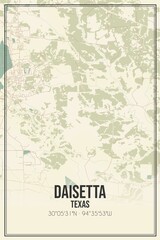 Retro US city map of Daisetta, Texas. Vintage street map.