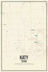 Retro US city map of Katy, Texas. Vintage street map.