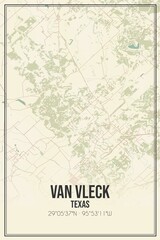 Fototapeta premium Retro US city map of Van Vleck, Texas. Vintage street map.