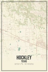Retro US city map of Hockley, Texas. Vintage street map.