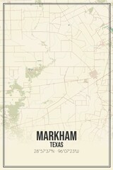 Obraz premium Retro US city map of Markham, Texas. Vintage street map.