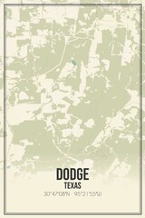 Retro US city map of Dodge, Texas. Vintage street map.