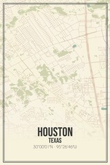 Fototapeta premium Retro US city map of Houston, Texas. Vintage street map.