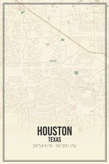 Retro US city map of Houston, Texas. Vintage street map.