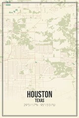 Retro US city map of Houston, Texas. Vintage street map.