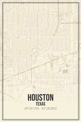 Retro US city map of Houston, Texas. Vintage street map.