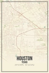 Fototapeta na wymiar Retro US city map of Houston, Texas. Vintage street map.